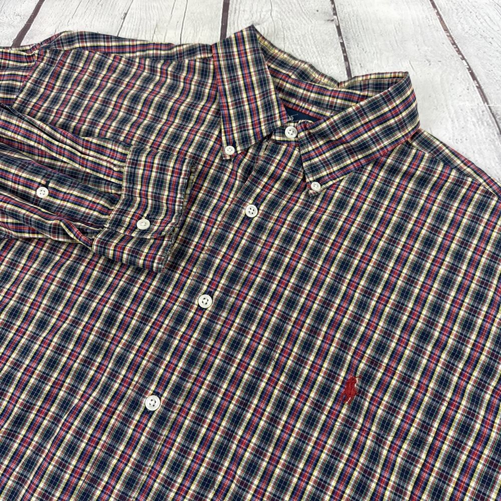 Polo Ralph Lauren Blake Shirt Mens Size Lg Button Down Two Ply Cotton Pony Check